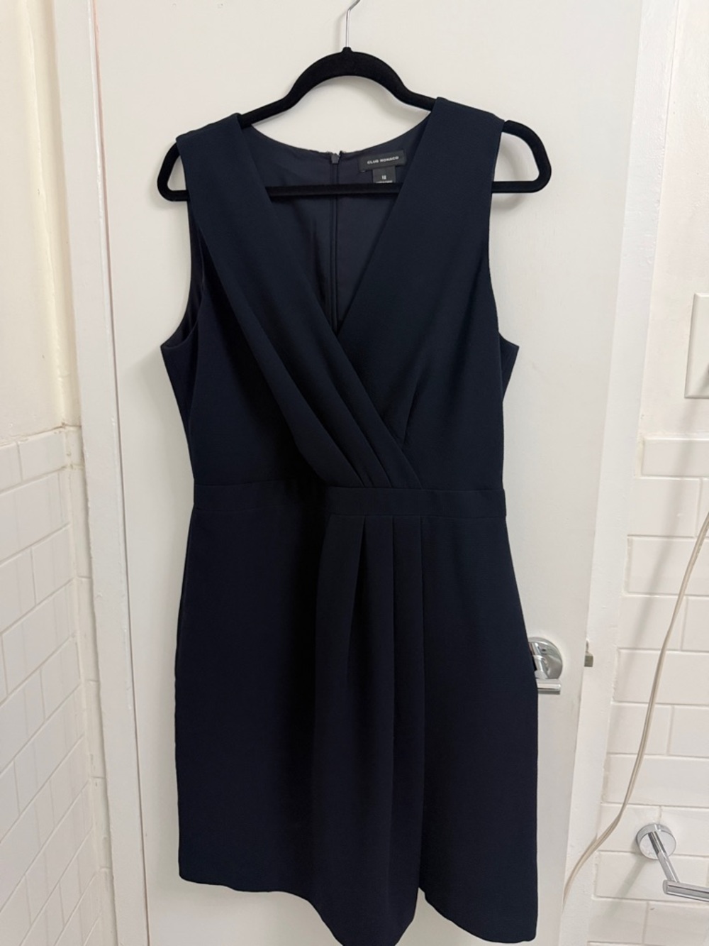 Club Monaco Women's Winhona Drape Dress Size 12 Navy Blue